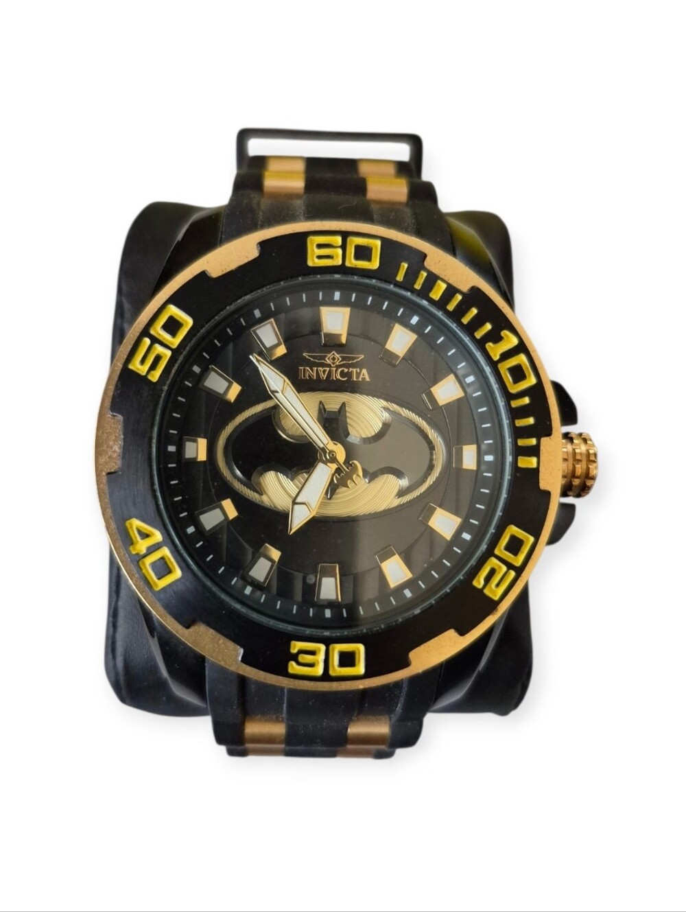 Invicta DC Comics Black and Gold Batman Emblem Sport Watch Limited Edition
